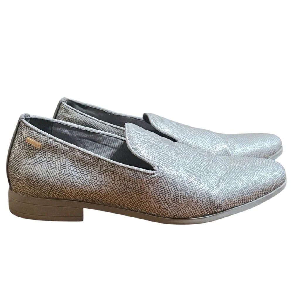 Uubaris Silver Faux Snake Loafers Slip On Dress Tuxedo Shoes Going Out Mens 13